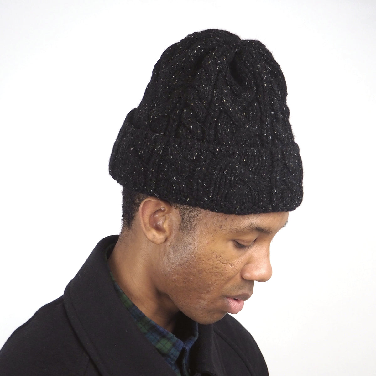 LAST ONE Knit Line Chunky Cable Knit Beanie // Italian Donegal