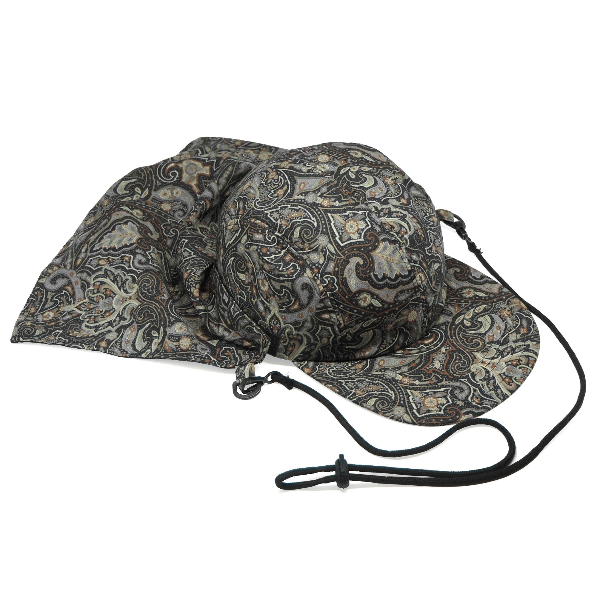 LAST ONE SM SIZE ONLY - Main Line Awning Cap (Packable) // Printed Broad  Cloth - Black Paisley